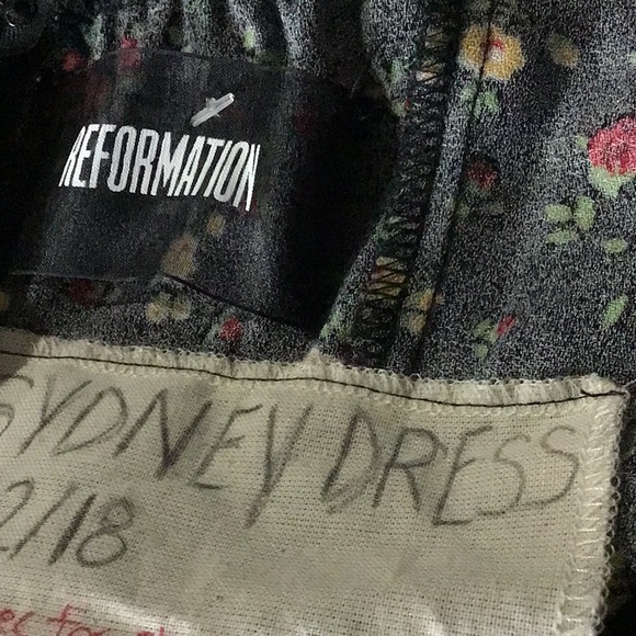 Reformation Black Floral Long Sleeve Dress - Picture 4 of 4